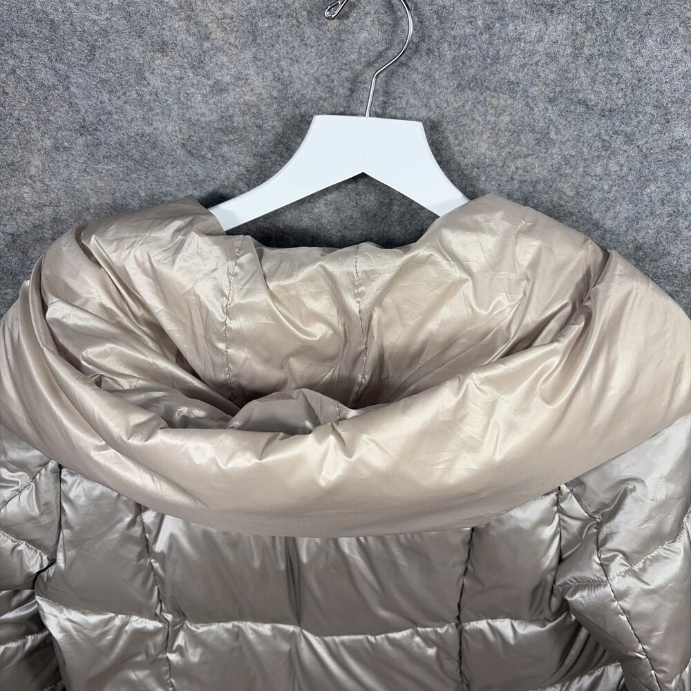 Donna Karan Women's Small Down Puffer Gold Jacket Asymmetric Zip Up CLEAN - Picture 10 of 12